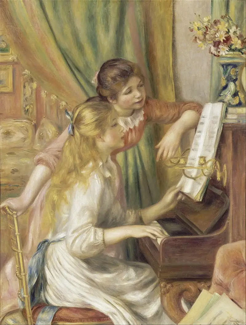 Girls at the Piano in Detail Pierre-Auguste Renoir